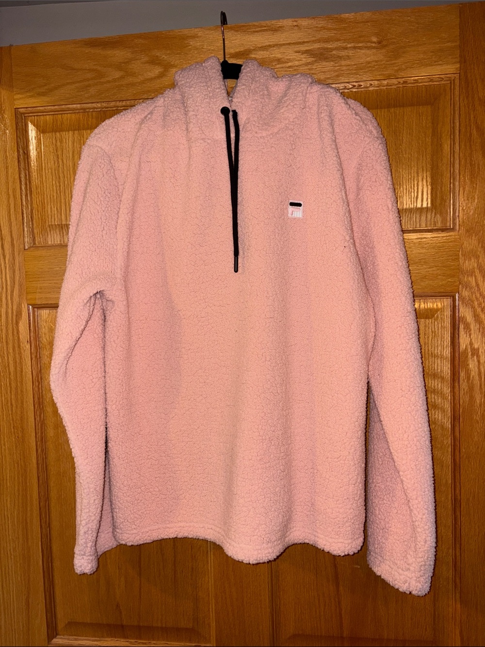Fila Pink Sherpa Hoodie with Black Drawstring